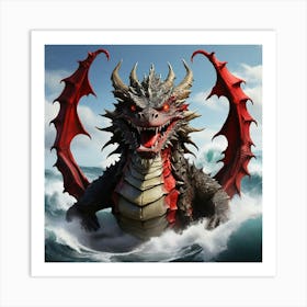 Dragon In The Sea Art Painting Art Print