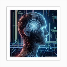 Futuristic Human Head Art Print