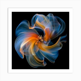 Blue And Orange Flower 3 Art Print