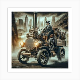Steampunk Steam Car 1 Art Print