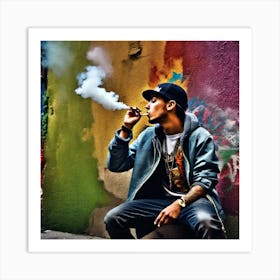 Young Man Smoking A Cigarette 2 Art Print