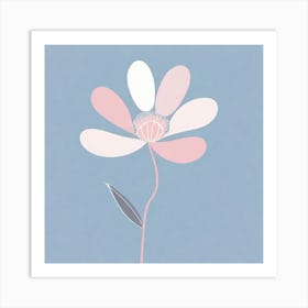 A White And Pink Flower In Minimalist Style Square Composition 631 Art Print