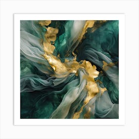 Emerald Gold Flow 7 Art Print