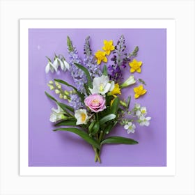 Birth flowers family bouquet 3 Art Print