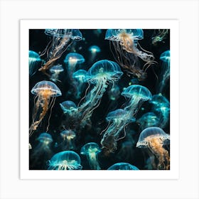 Jellyfish In The Sea Art Print