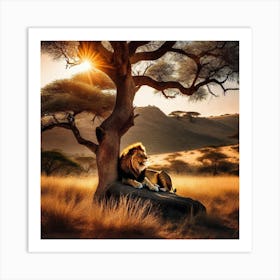 Lion In The Savannah 8 Art Print