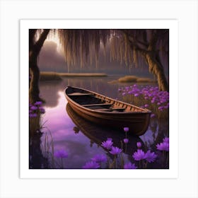 Canoe On A Lake Art Print