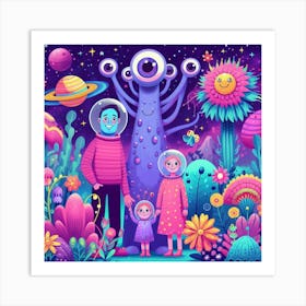 Family In Space Art Print