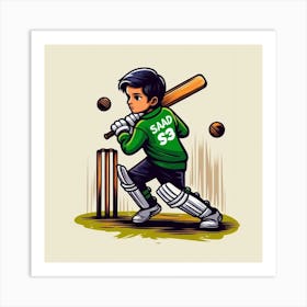 Cricket Player Art Print