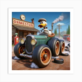 Donald Duck In A Car 1 Art Print