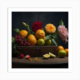 Fresh Fruit And Flowers Art Print