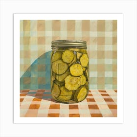Pickles In A Jar Checkerboard Background 4 Art Print