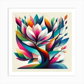 Abstract modernist Magnolia tree 1 Art Print