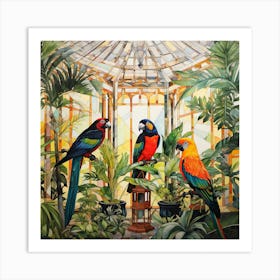 Parrots In A Greenhouse Art Print