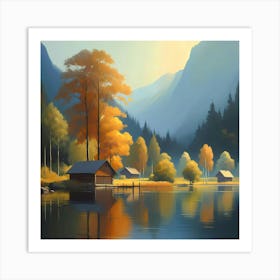 Autumn By The Lake Art Print