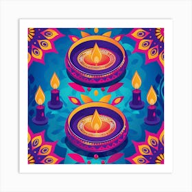 Diwali Themed Banner Texture Featuring Rangoli P 1 1 Art Print