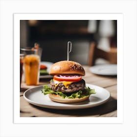 Burger On A Plate 7 Art Print