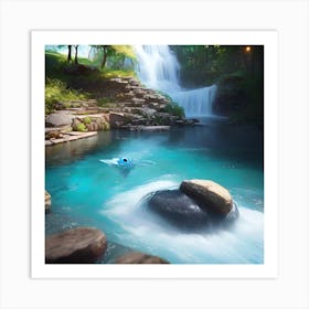 Waterfall In A Forest Art Print