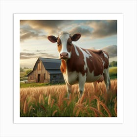 Cow In The Field 2 Art Print