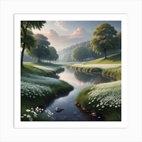 River In The Meadow Art Print