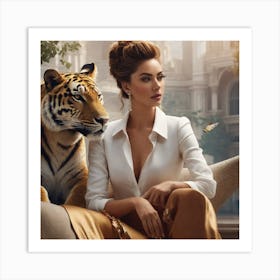 Tiger And Woman Art Print