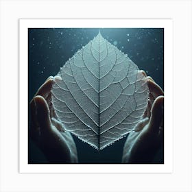 Leaf In Hands Art Print