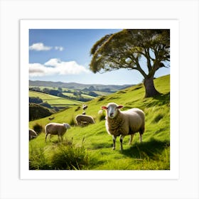 Grass Plant Day Scenic Tour Tourism Rural Green Farm Auckland Cute New Background Scener (5) Art Print