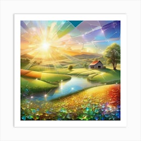 Landscape With Sun Art Print