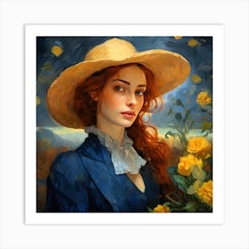 Girl In A Hat 1 Art Print