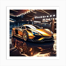 Golden Lamborghini 25 Art Print