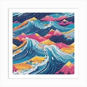 Minimalism Masterpiece, Trace In The Waves To Infinity + Fine Layered Texture + Complementary Cmyk C (1) Art Print