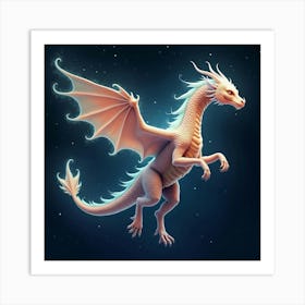 An Ethereal Dragon With Scales Of Glowing, Fractal Patterns Soaring Through A Celestial Night Art Print