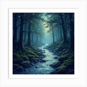 A Mystical River Of Stars Flowing Through An Enchanted Forest 1 Art Print