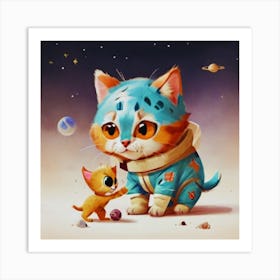 Astronaut Cat Art Print