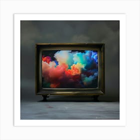 Tv And Colorful Smoke (1) Art Print