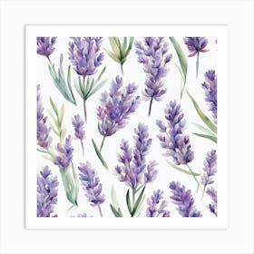 Lavender Watercolor Seamless Pattern 1 Art Print