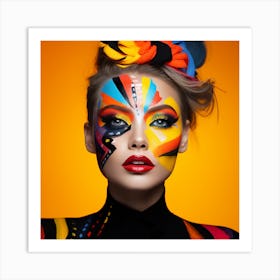 Young Woman With Colorful Makeup Art Print