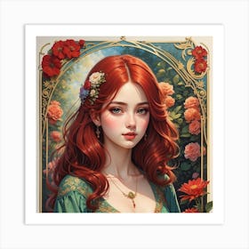 Red Haired Girl Art Print