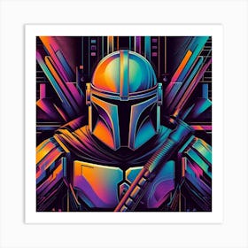 Din Djarin The Mandalorian Metallic Geometric Star Wars Art Print Art Print