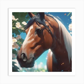 Horse In A Field Art Print