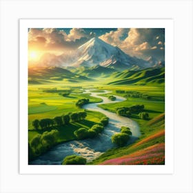 Landscape With River Art Print