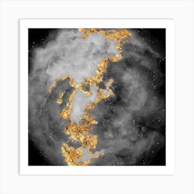 100 Nebulas in Space with Stars Abstract in Black and Gold n.045 Art Print