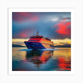 Sunset On A Ferry 32 Art Print