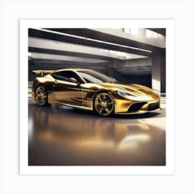 Gold Ferrari 4 Art Print