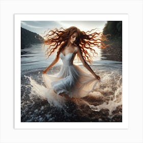 Girl In The Water 1 Art Print