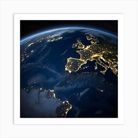 Earth At Night Art Print