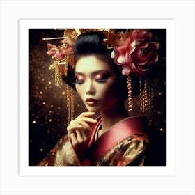 Japan Traditional Geisha Illustration By Ad 11 Art Print