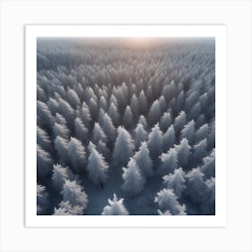 Winter Forest With Visible Horizon And Stars From Above Drone View Perfect Composition Beautiful (4) Art Print