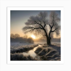 A Peaceful Frost Covered Sunset Art Print