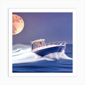 Boat On The Ocean Art Print